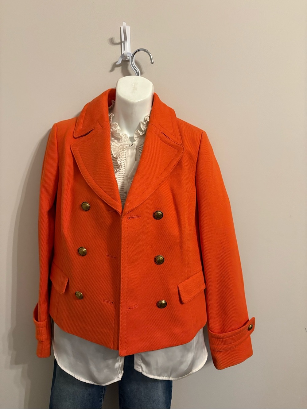 Banana Republic Orange Double-Breasted Peacoat